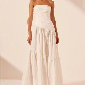 Shona Joy Strapless Ruched Tiered Dress in White